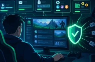 Ilustração de separação entre conta de jogo, identidade online e carteira cripto.