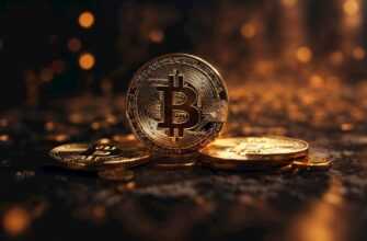 a bitcoin sitting on top of a pile of gold coins